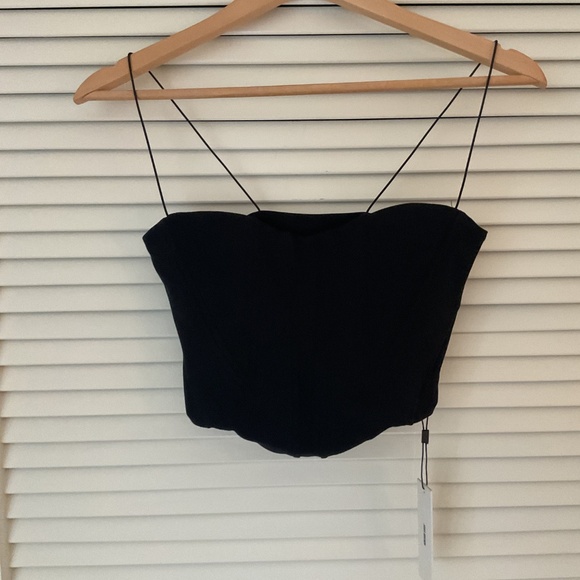 Joah Brown Corset Crop Top Small Black NWT - Picture 2 of 5